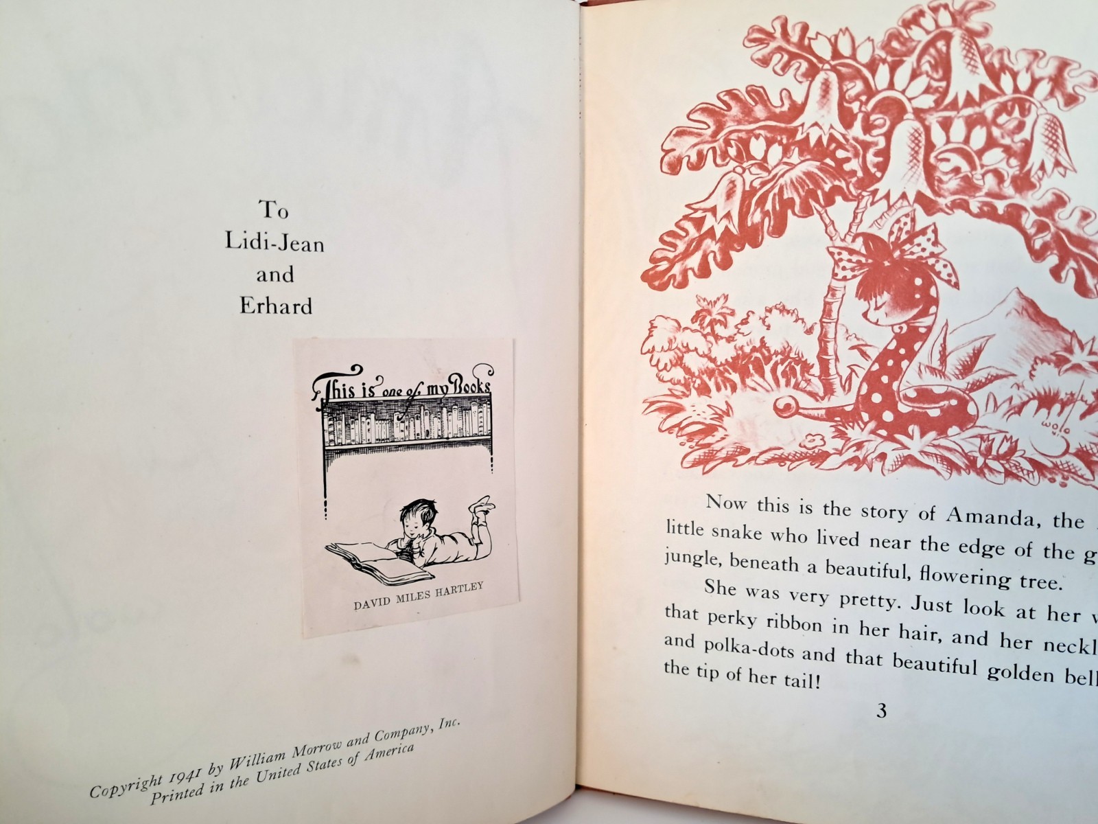 Amanda by Wolo ~ Custom art by Wolo to David ~ 1st Print Hardcover 1941