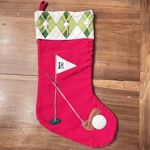 Season’s Designs Jumbo 24” GOLF Christmas Stocking Appliqué • Golf Tee Slots