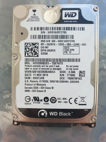 Western Digital 320GB WD3200BEKX-75B7WT0 2.5" SATA HARD DRIVE WD - DCM: HH0TJHK