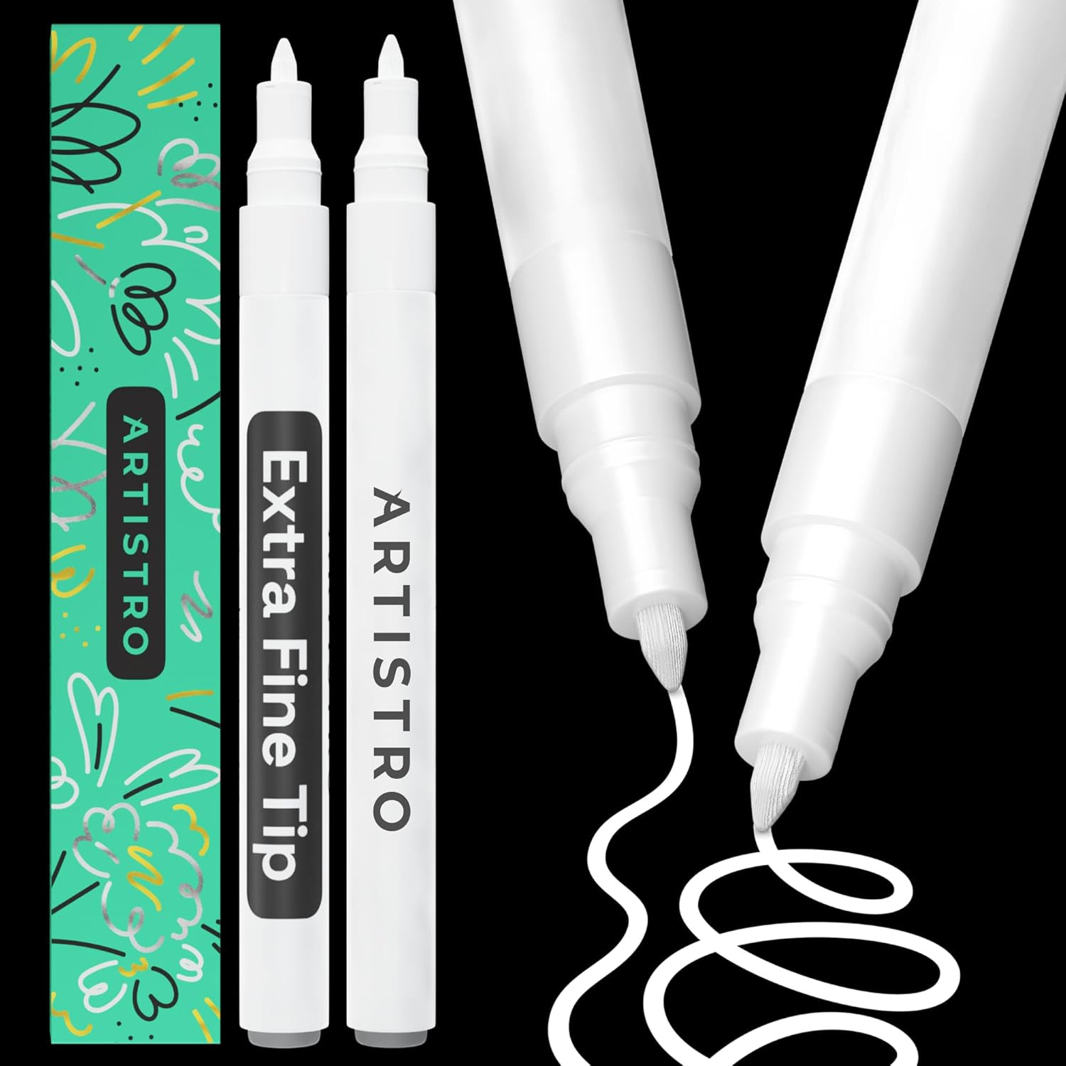 ARTISTRO 2 White Acrylic Paint Pens for Rock Painting, Ceramic, Wood, Glass, Tir