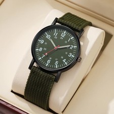 Men Military Watch Luminous 24H Dial Nylon Strap Date Quartz Army Wrist Watch