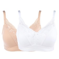 Rhonda Shear 2 Pack Curve Envy Pin-Up with Removable Pads Bra White/Pink Beige 3