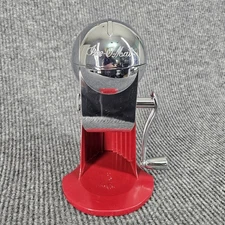 Metrokane Ice-O-Mat Ice Crusher Manual Crank Chrome Red Beautiful Art Deco