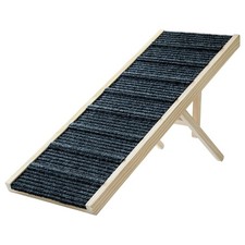 Dog Ramp for Bed, 43.5" Long Wooden Foldable Dog Ramp, 6 Adjustable Heights f...