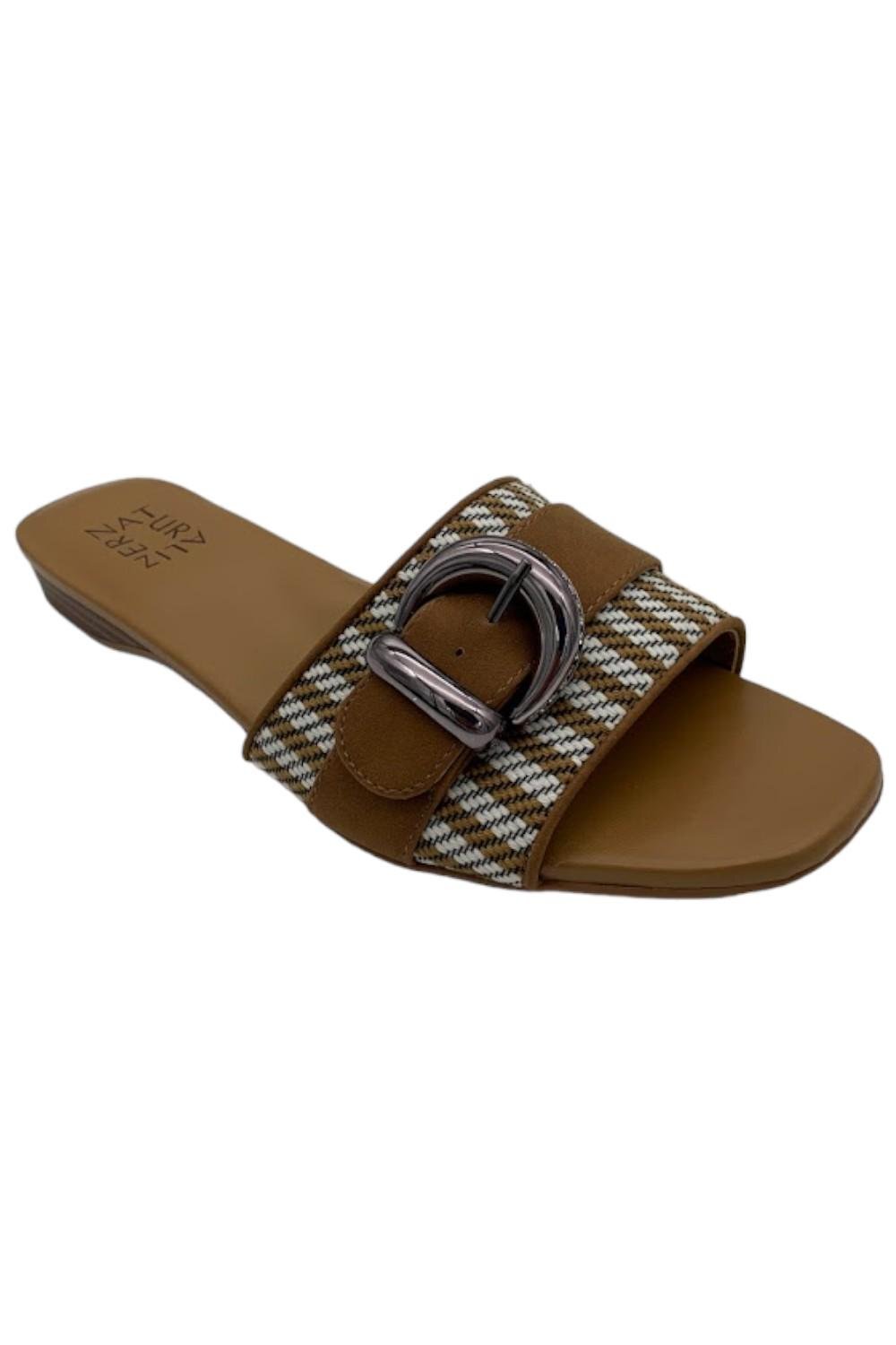 Naturalizer Santiago Slide Sandals Nubuck Striped Toffee