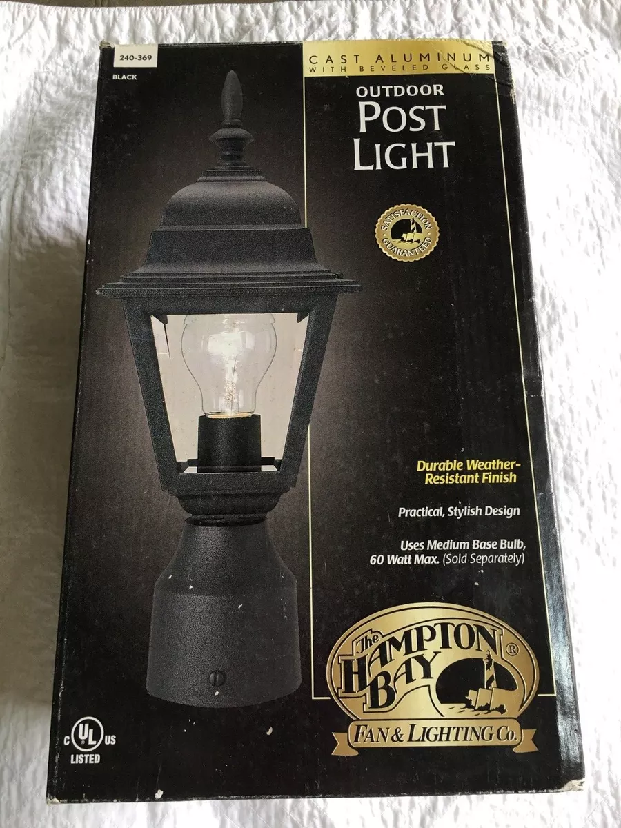 NIB Hampton Bay Outdoor Post Light Black with Beveled Glass 3
