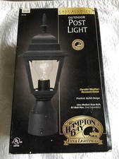 NIB Hampton Bay Outdoor Post Light Black with Beveled Glass  3" Pier Base