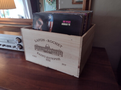 Vinyl Schallplatte LP Aufbewahrungsbox. 12''. Weinkiste aus Holz. Französisch. (NUR BOX)