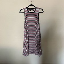 American Eagle Red and Blue Stripe Open Back Soft and Sexy Knit Mini Dress Med