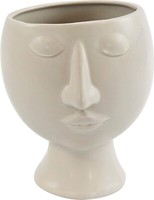 Keramik ÜBertopf Grau Gesicht Deko Blumentopf Vase Kopf Modernes Design Neu