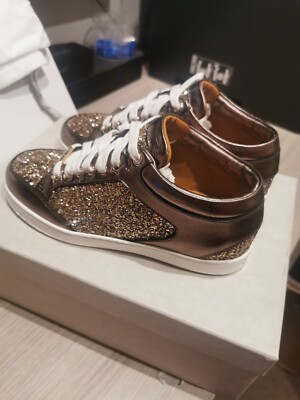 Jimmy Choo Antique Gold Glitter Miami Sneakers Size 2,5 UK New