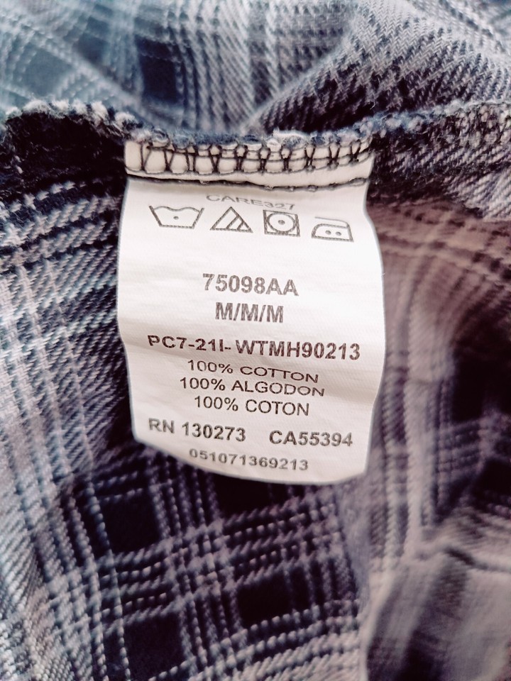 Wrangler Men's Size M Flannel Pearl Snap Plaid Long Sleeve Western