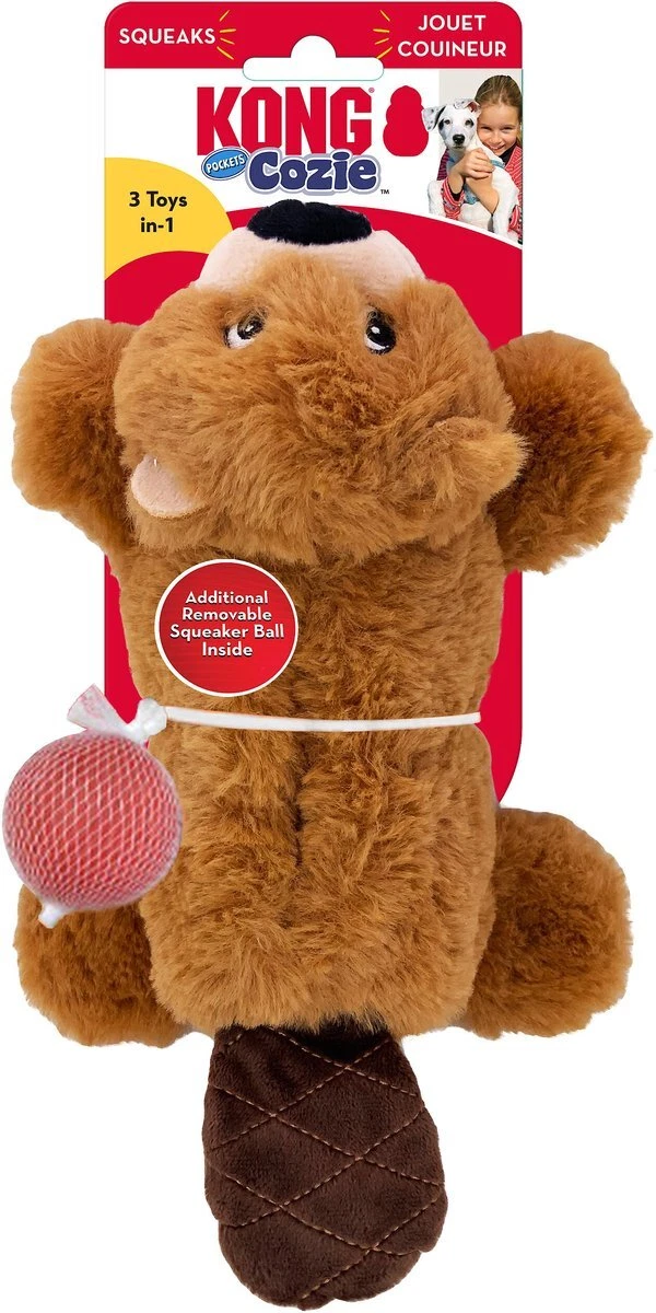 Kong Cozie Pocketz Beaver Small Dog Toy