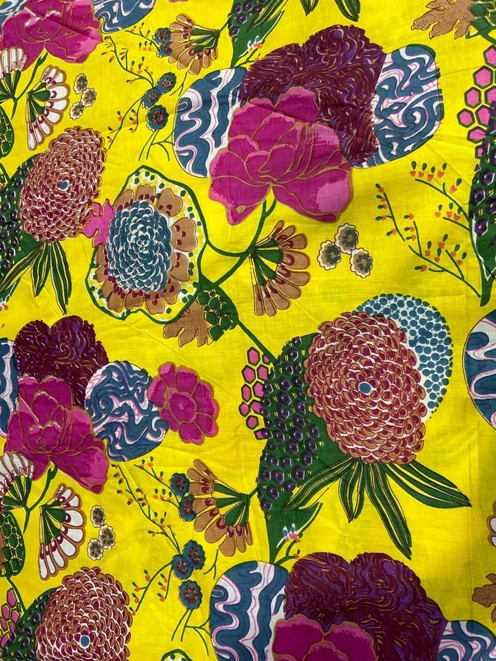 Tissu à coudre imprimé floral indien bloc de main 100 % coton par cour - Photo 2/4