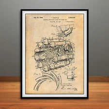 1941 Aircraft Jet Engine Patent Print Art Drawing Poster
