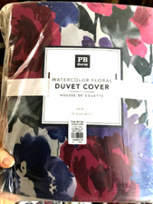 Pottery Barn Floral Watercolor Duvet Cover Purple Pink Blue Twin No Sham Teen