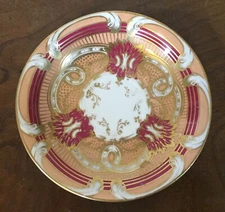 Antique Old Paris Porcelain Saucer Dish Sevres Style 19th c. Minton Maroon Gold