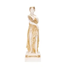 Demeter Goddess of the harvest and agriculture Alabaster Statue Gold  9.25 Inch