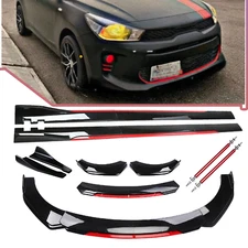 Front Bumper Lip Spoiler Splitter Gloss Black Red For Kia Rio 2001-2022 Body Kit