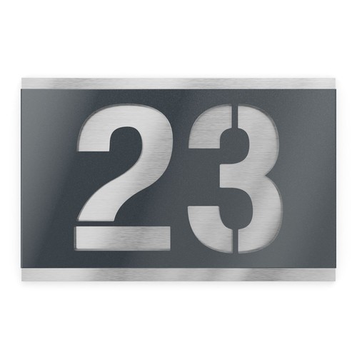 Graviers Hausnummer Edelstahl Schild Gravur Anthrazit Metallic modern rostfrei - Bild 21 von 56