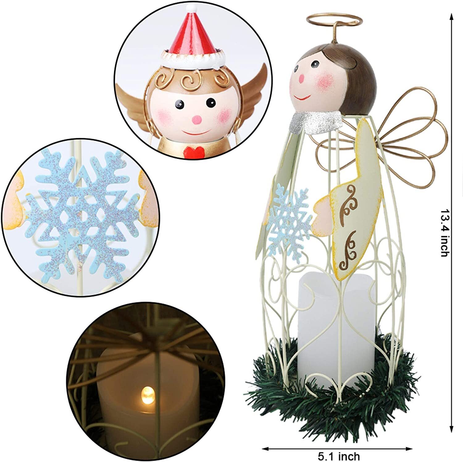 Christmas Angel LED Candle Lantern Lights Battery Operated Decorations