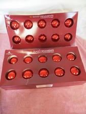 20 NIB Holiday Time Red Glass Ball Christmas Ornaments - Made in USA - 2.5" Wide