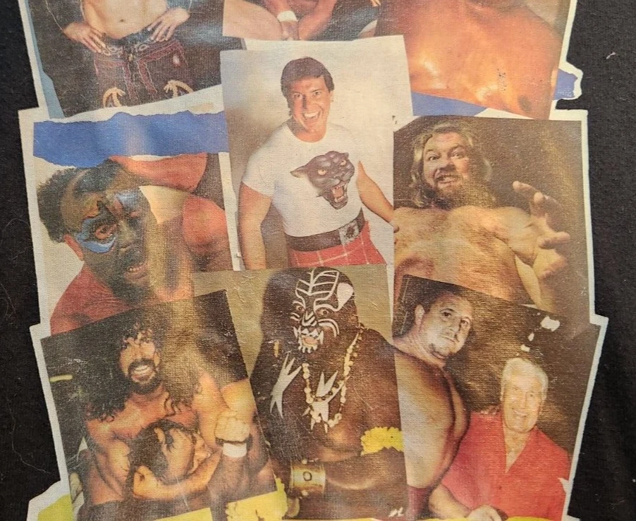 Etiqueta de colección WWF Abdullah Iron Sheik Roddy Piper Boys Kamala talla M 38-40 Jerzees Foto 4 de 4
