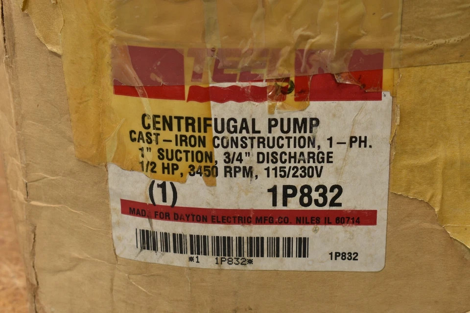 Teel 1P832, Straight Centrifugal Pumps, 1″ x .75″ Cast Iron, 1/2 HP, 3450 RPM - Image 2 of 4