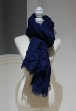 NWT Merona Womens Knit Wrap Large Scarf Blue Acrylic Fringe 60”x30”