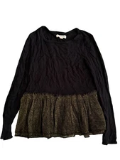 Tucker + Tate Black and Gold Peplum Top Girls Size 5
