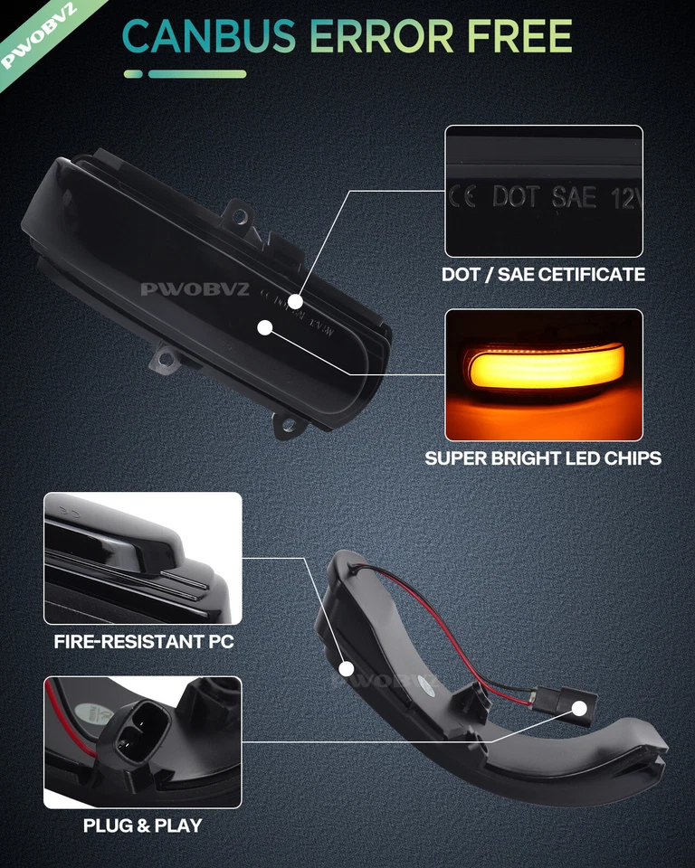For 2011-2016 Scion tC 2008-2015 xB Sequential LED Side Mirror Turn Signal Light Foto 3 de 4