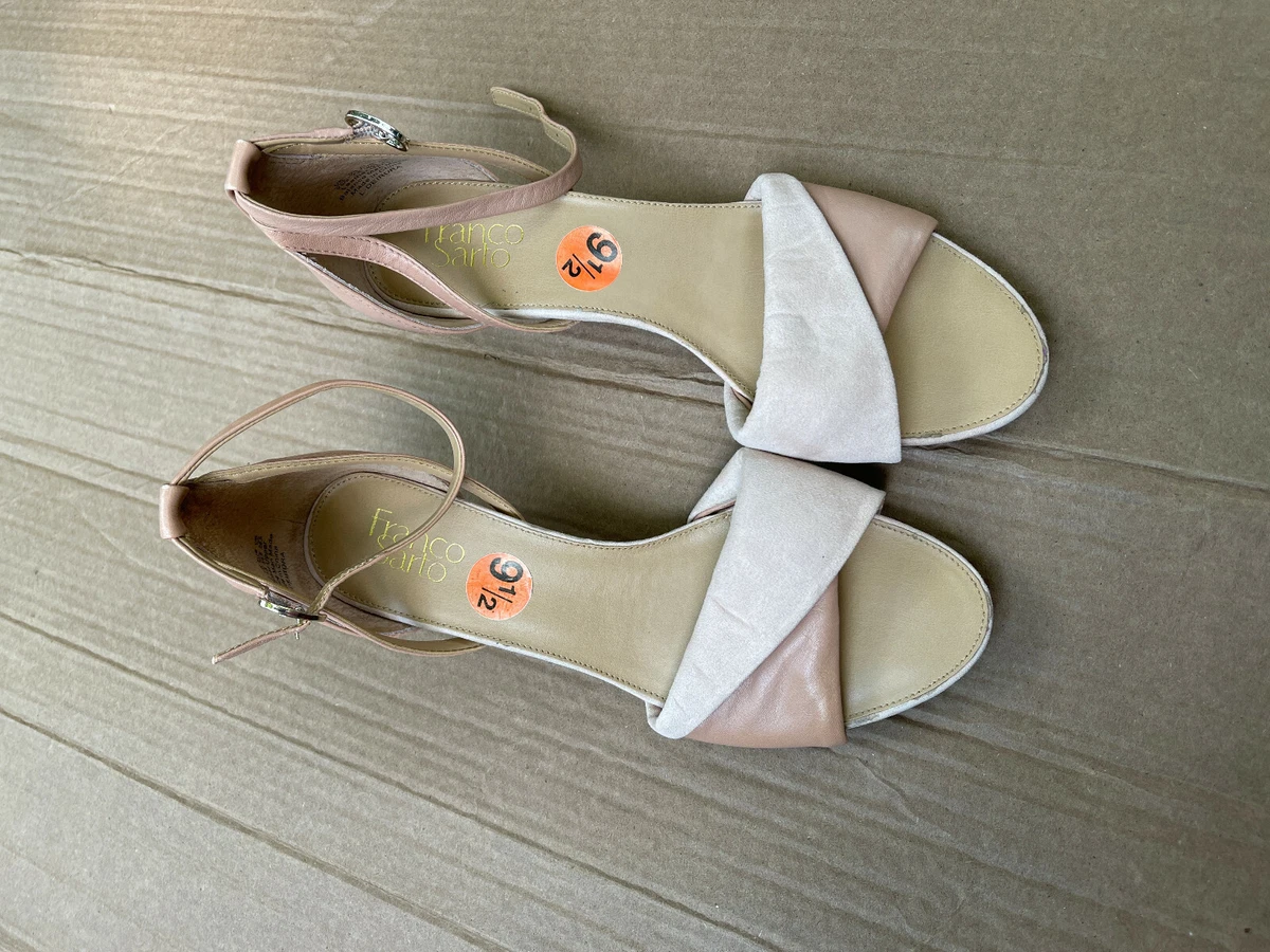 Franco Sarto Deirdra Wedge Ankle Strap Sandal TAN BEIGE Size US