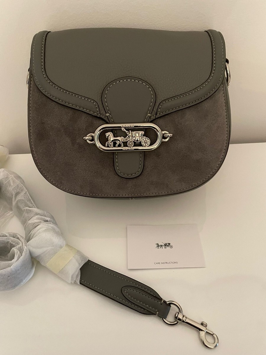 Coach Heather Grey Elle Sadle Crossbody Bag with Silver Hardware