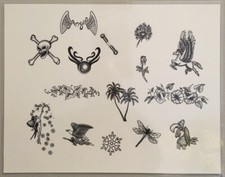 Tattoo Flash Single Sheet Print of Various Designs by Angel Flash 11 X14