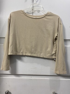 Madewell Beige Crop Top Size Small Long Sleeve Tee