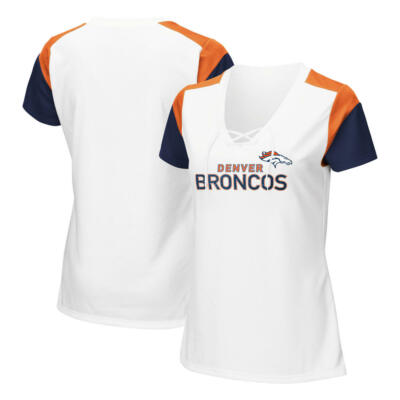 Denver Broncos NFL Women's White Lace-Up Shirt, Size Large