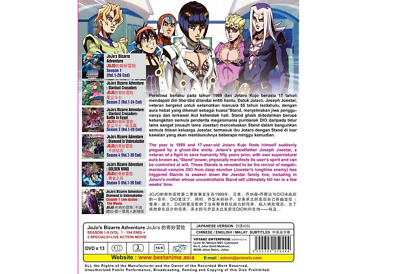 DVD Anime JOJO's Bizarre Adventure Season 1-5 (1-154 End) + 3 Specials  +Movie