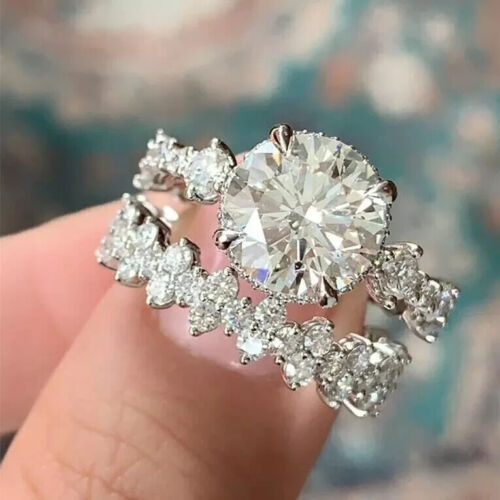 2Ct Round Lab-Created Diamond Bridal Set Wedding Ring 14k White Gold Plated