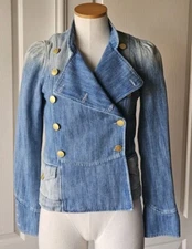RARE Étoile Isabel Marant US Sz 4 Denim Officer's Blue Jean Jacket FR 36 S Small