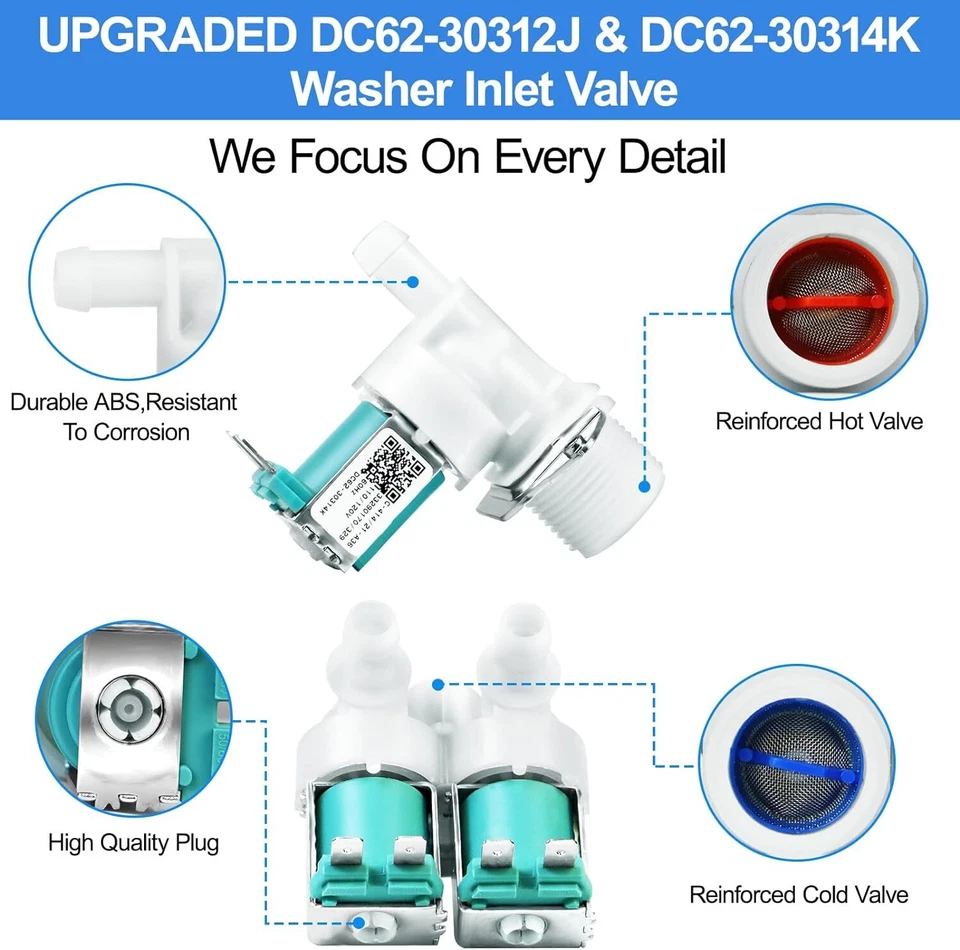 Nova válvula de água para lavadora DC62-30312J DC62-30314K para Samsung AP4204532 AP4204535 - Imagem 2 de 4