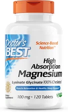 Doctor's Best High Absorption Magnesium Glycinate Lysinate, 100 Mg, 120 Tablets