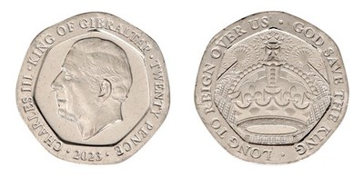 Gibraltar 20 Pence, 2023-2024, N #399097, Mint, Commemorative