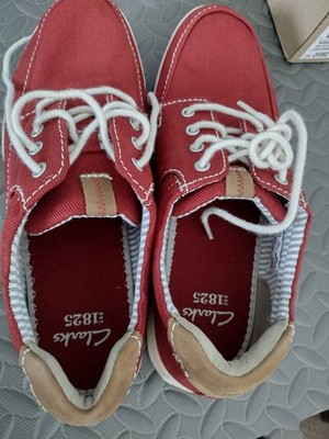 Clarks Norwin Vibe Men's Red Canvas Lace-Up Sneakers Round Toe 9.5 G