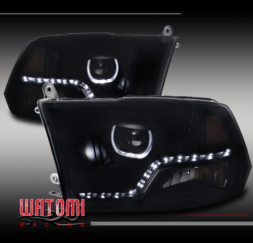 FOR 09-18 DODGE RAM MONO-EYE HALO LED BLACK/SMOKE LENS PROJECTOR HEADLIGHTS LAMP - Picture 1 of 4
