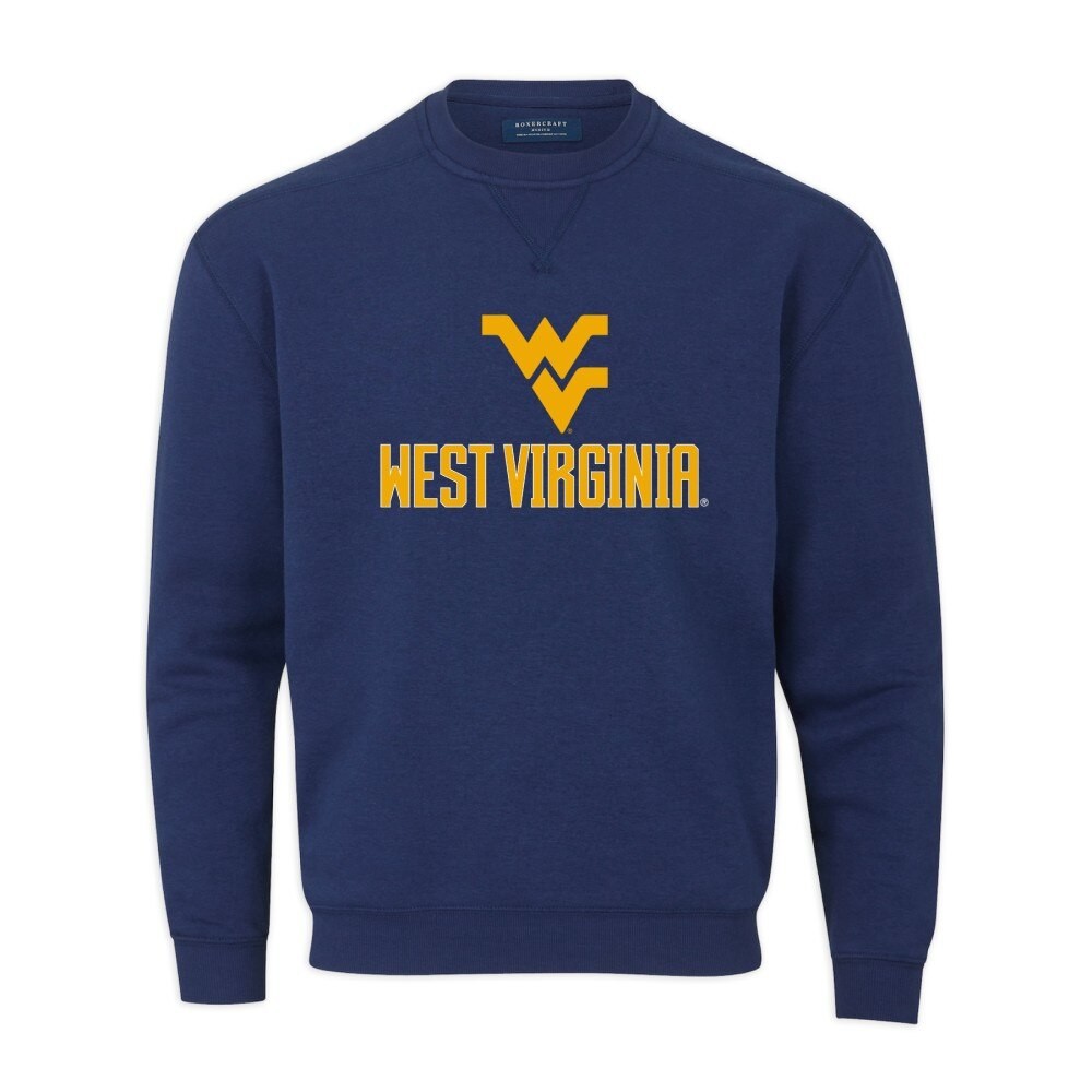 WVU Navy Basic Crew Pullover Sweatshirt