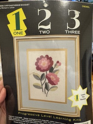 JCA Chrysanthemum Bouquet Crewel Embroidery Kit Framed Picture Flowers & Plants