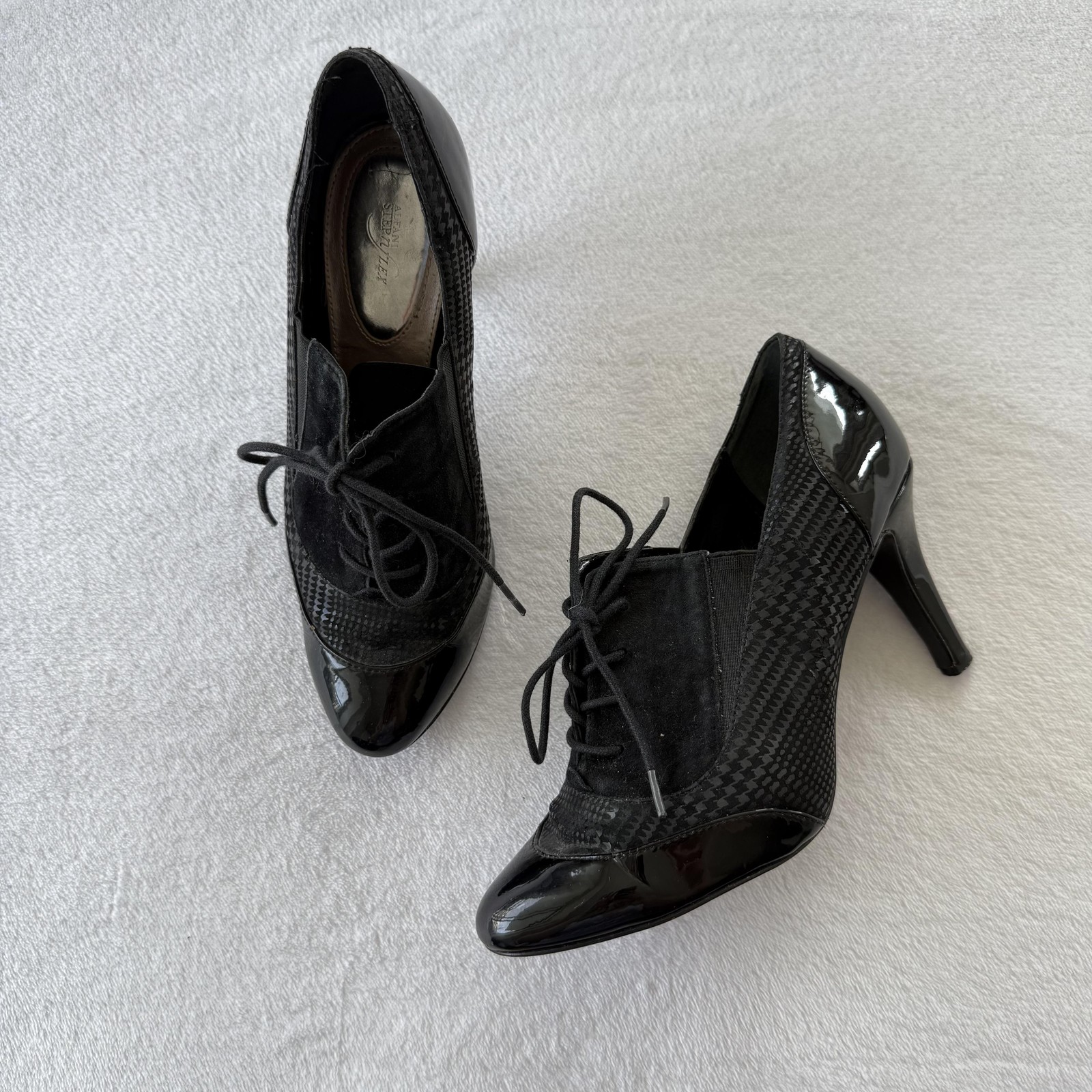 Aerosoles Heel Shoes Womens Size 8 Black Patent Lace Up Oxford Stiletto Pump