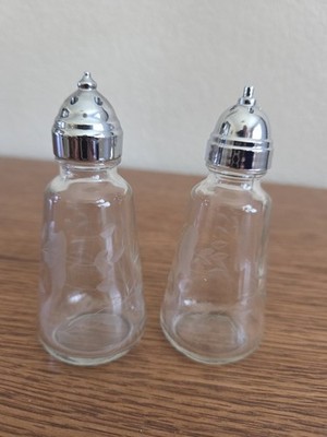 Princess House Heritage Salt Pepper Shakers Vintage Etched Crystal, 4'' Tall