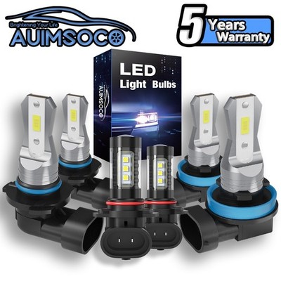 For Ram 5500 2011-2012 Combo 6X 6000K LED Headlights High Low + Fog Light Bulbs