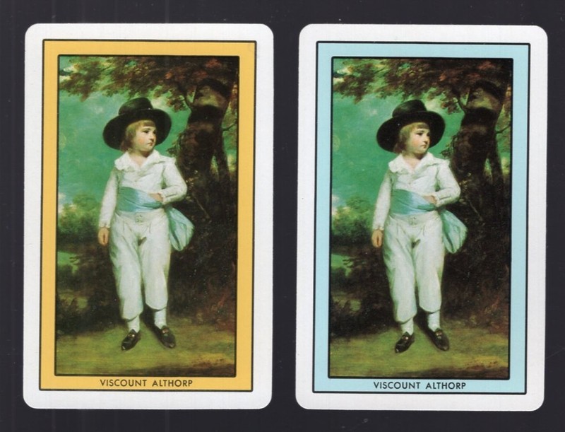 2 Single Swap Playing Cards YOUNG BOY PAINTING NAMED VISCOUNT ALTHORP MINT PAIR